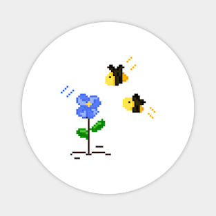 Pixel Art Flower and Bees Magnet